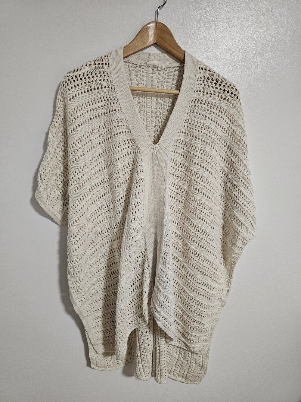 Gap Open-Knit Draped Shrug Cream Small/Medium Ecru Boho Chic Cotton